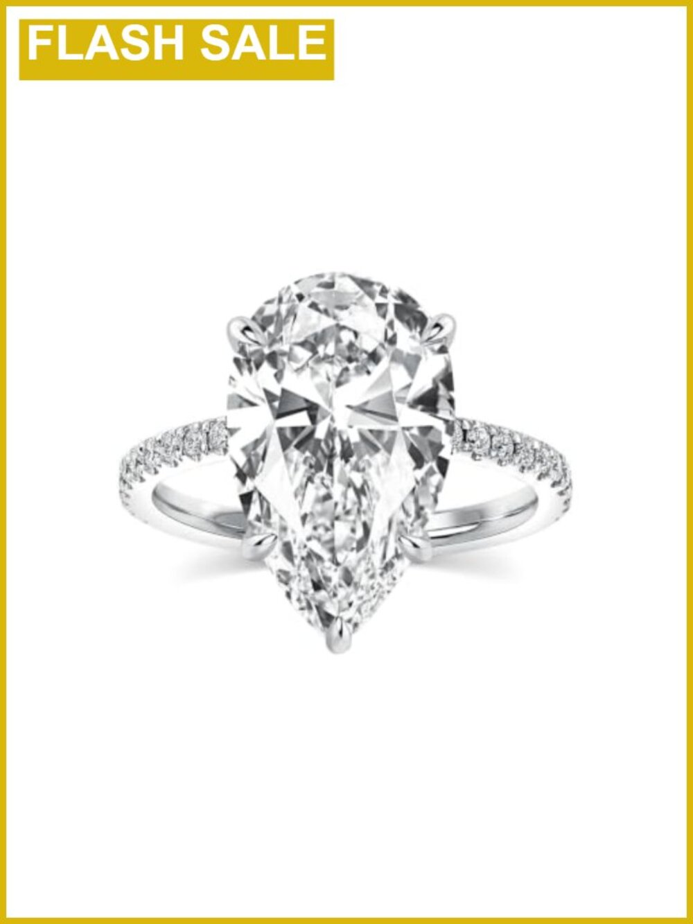 S925 Silver Pear Shaped Promise Ring Halo Engagement CZ
